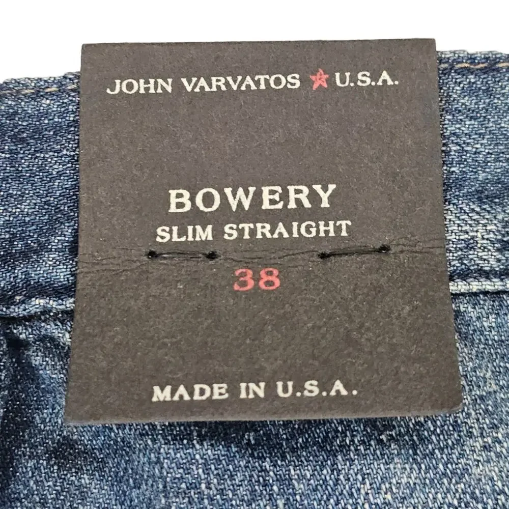 NWT John Varvatos Jeans Mens Size 38 Bowery Slim Straight Leg Casual Medium Wash